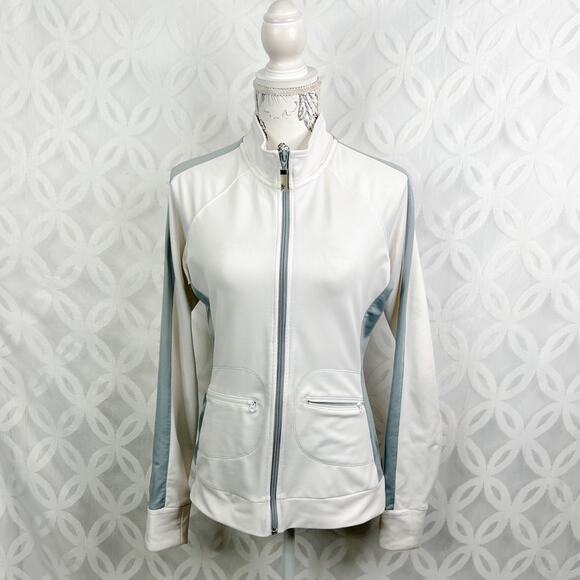 ALO yoga Club Sport Contour White Running Track Jacket Size S - Picture 5 of 12